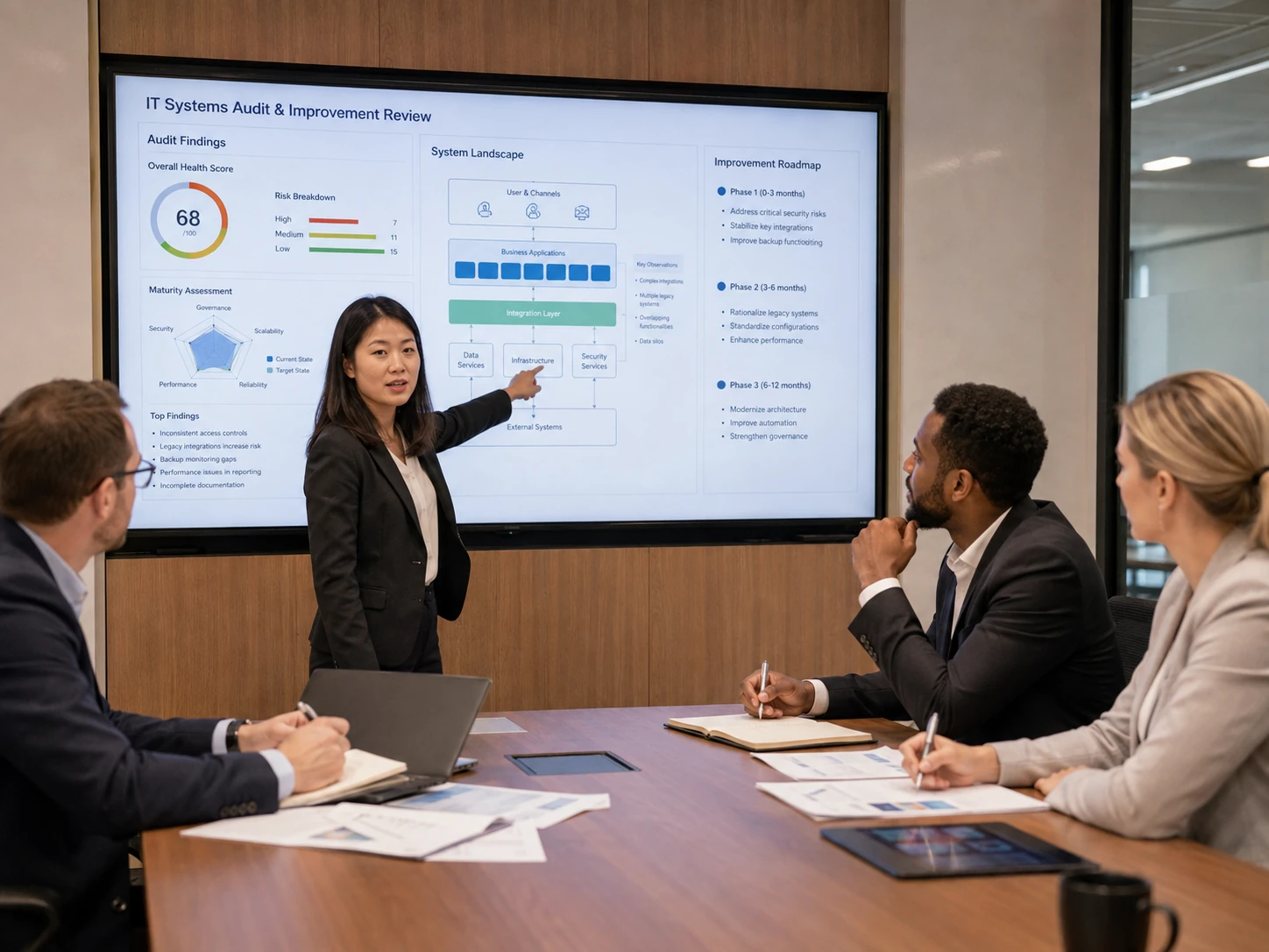 Consultant assessing an organisation's existing systems landscape